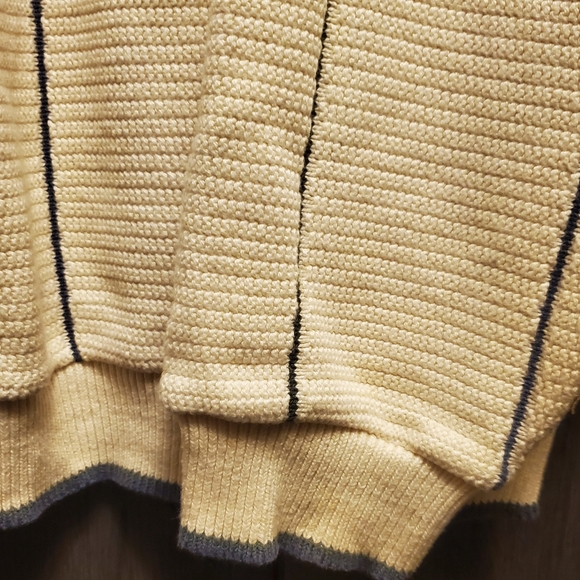 90s Vintage Textured Ivory Sweater Large Embroidered 100% Cotton Golf Sweater - Picture 7 of 9